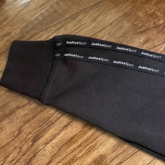 Justice Sport Girls Sweatshirt Colorblock Black daisy smile active - Picture 4 of 8